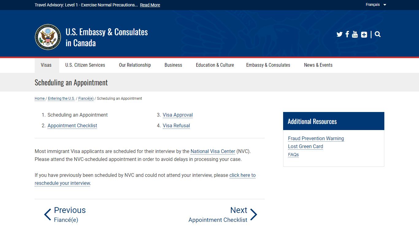 Scheduling an Appointment - U.S. Embassy & Consulates in Canada